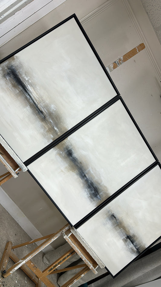 "Charcoal - The Triptych" Original Artwork On Canvas 60x84cm per piece