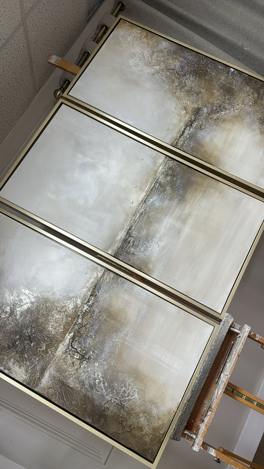 “Fault Lines” Original Artwork On Canvas - Trio of canvas’s 100x50cm per piece