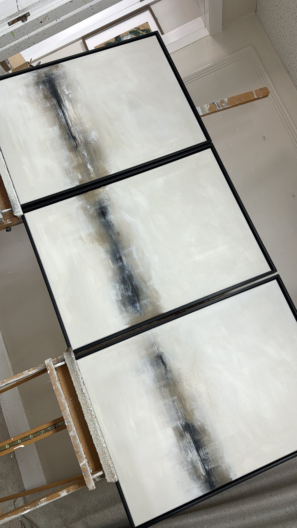 "Charcoal - The Triptych" Original Artwork On Canvas 60x84cm per piece