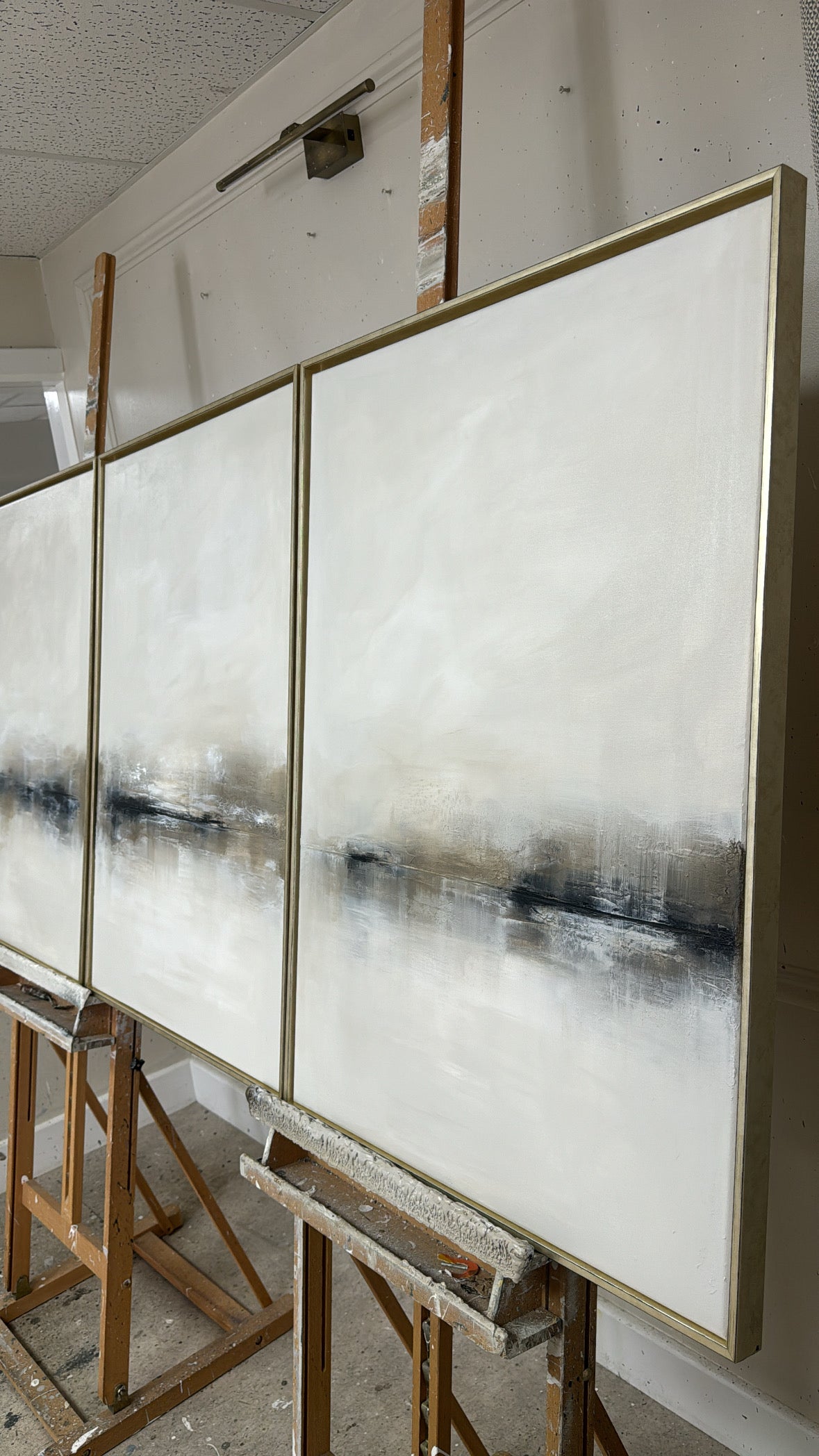 "Charcoal - The Triptych" Original Artwork On Canvas 60x84cm per piece