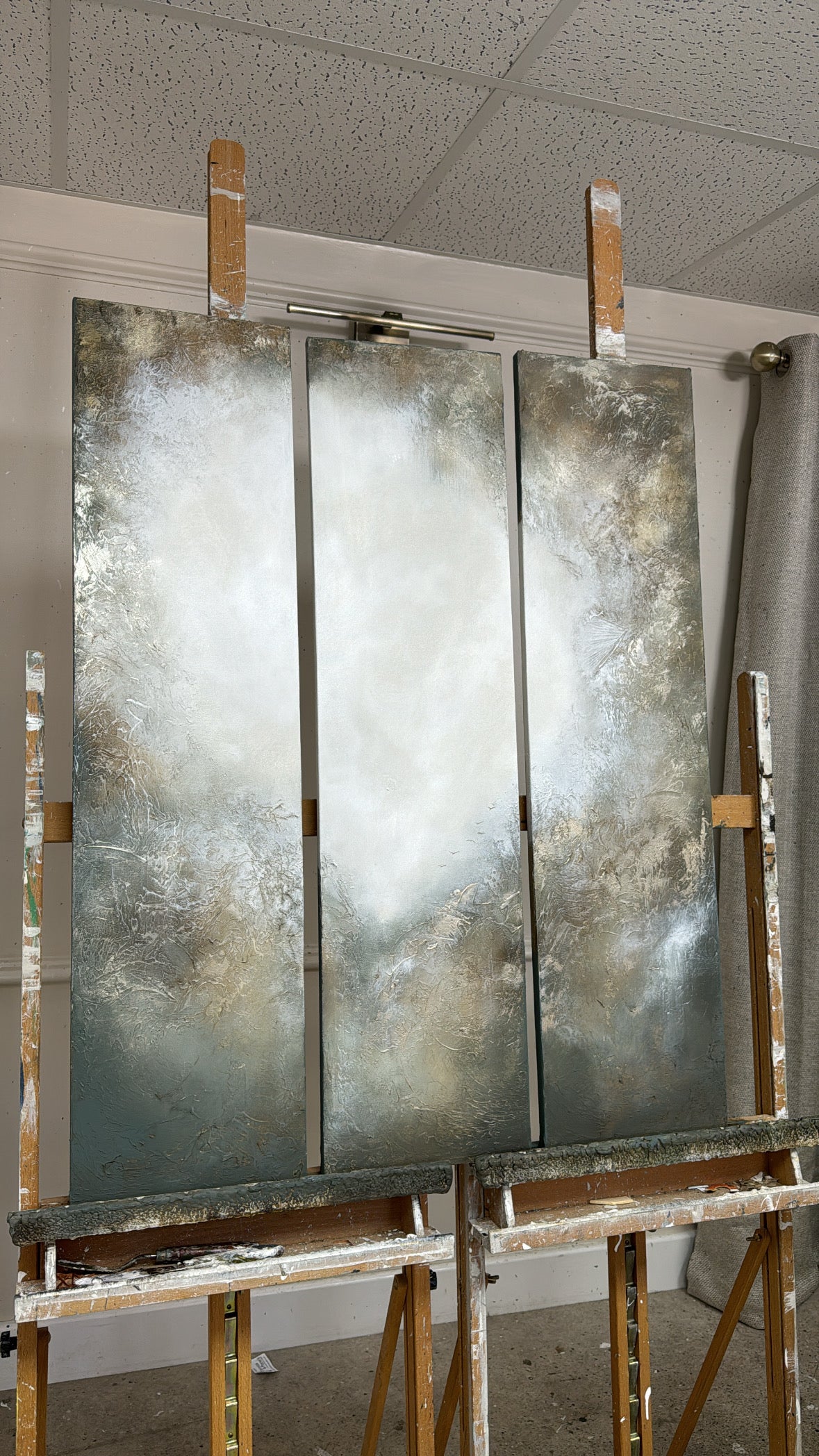 “Realm VIII - The Columns" Original Artworks On Canvas 3 no 25x100cm