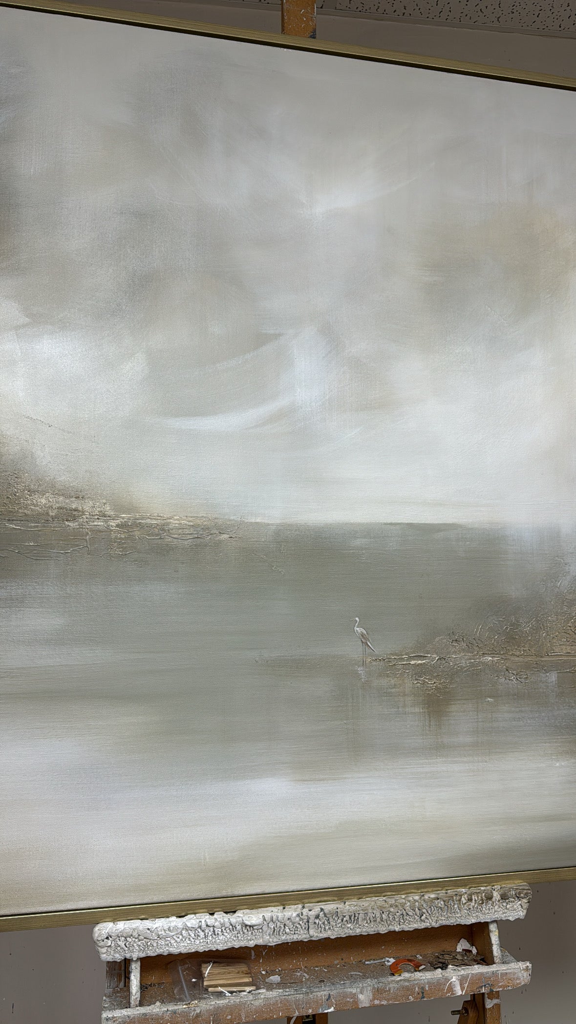 "Heron In The Haze" Original Artwork On Canvas 100x161.5cm