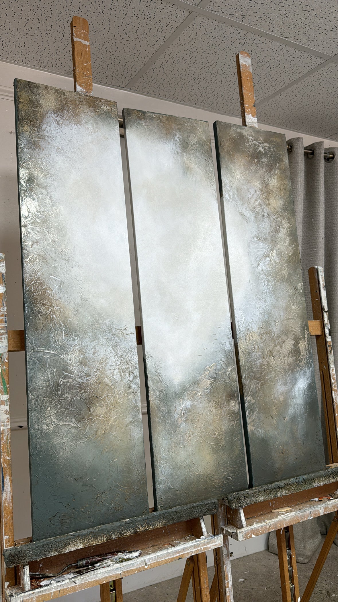 “Realm VIII - The Columns" Original Artworks On Canvas 3 no 25x100cm