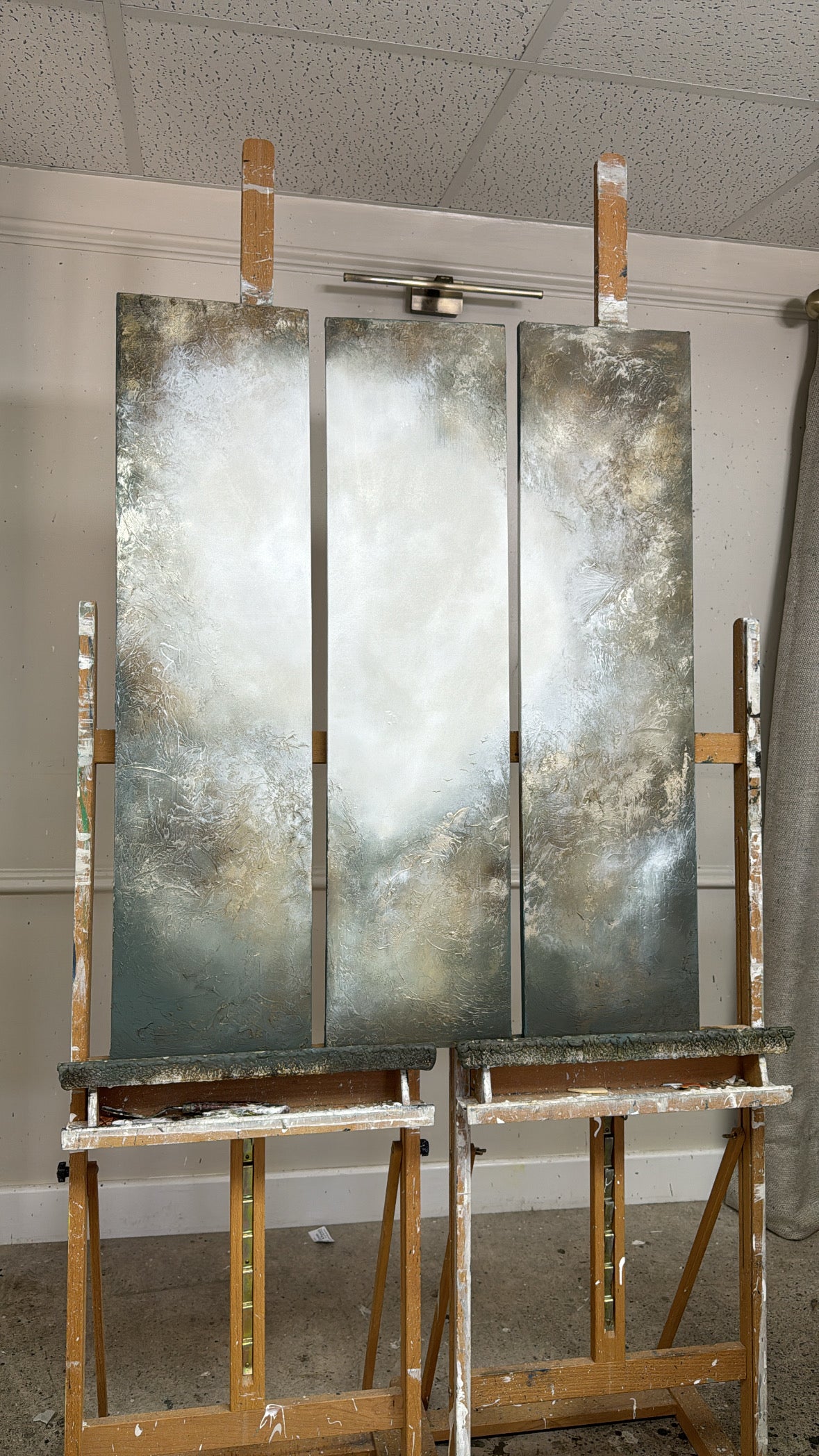 “Realm VIII - The Columns" Original Artworks On Canvas 3 no 25x100cm