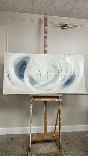 “Birds on a string” Original Artwork On Canvas 60x120cm