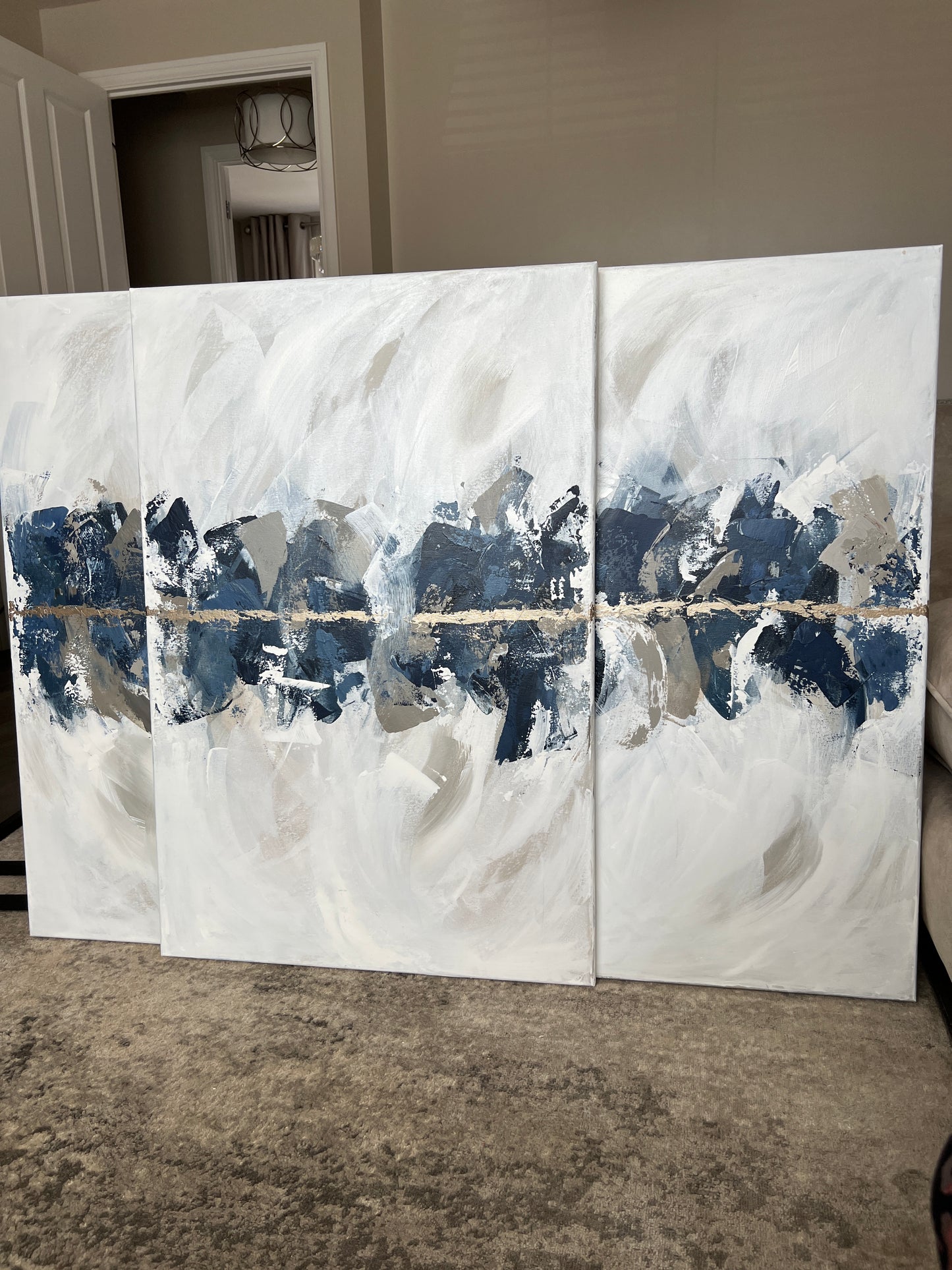 'Indigo Trio' Original artwork on canvas - As seen