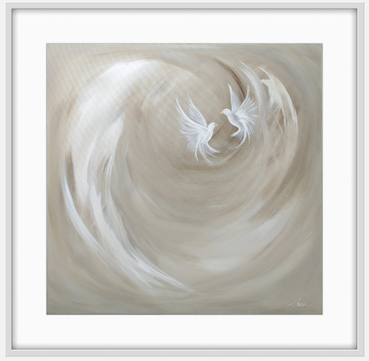 Collection : The Birds | Piece Name : Gilden Love Doves | Surface : Fine Art Print