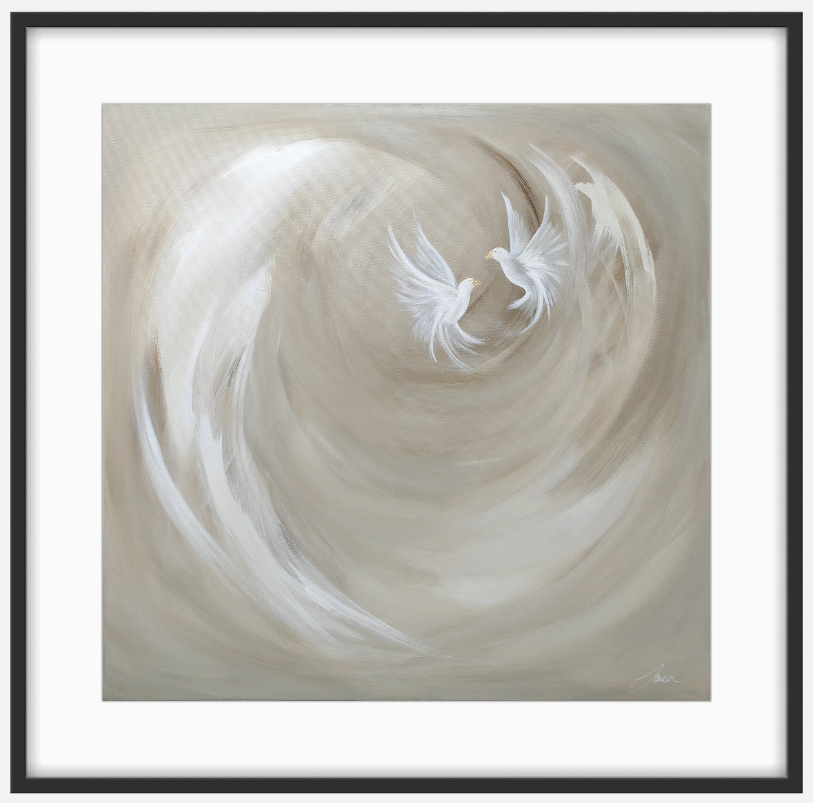 Collection : The Birds | Piece Name : Gilden Love Doves | Surface : Fine Art Print