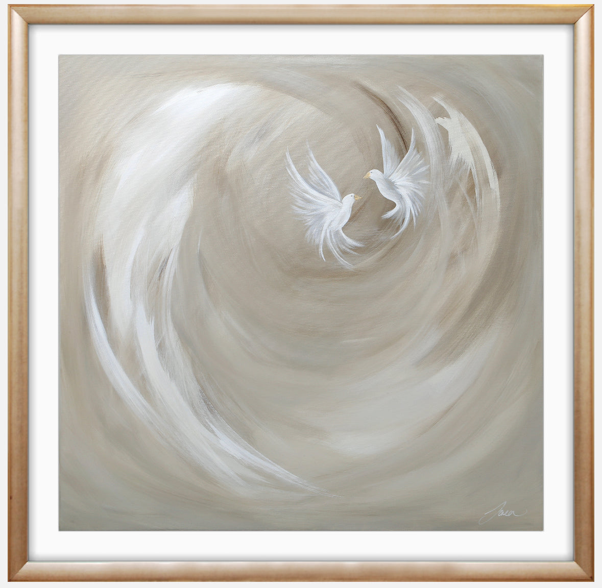 Collection : The Birds | Piece Name : Gilden Love Doves | Surface : Fine Art Print