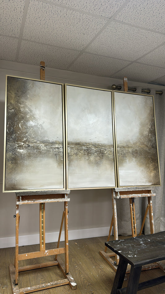 “Fault Lines ll” Original Artwork On Canvas - Trio of canvas’s 100x50cm per piece
