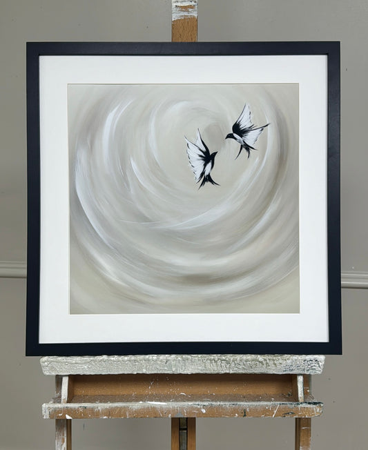 Collection : The Birds | Piece Name : Magpie Moon | Surface : Fine Art Print