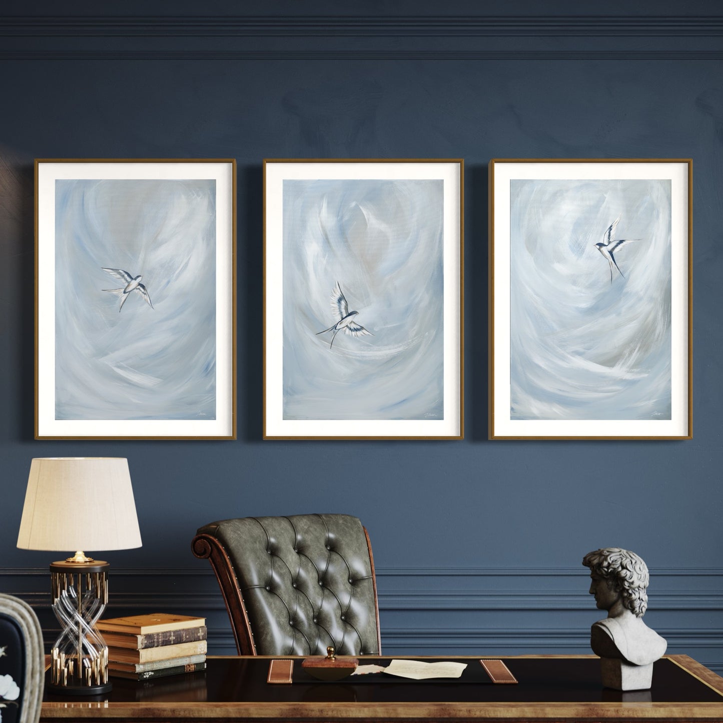 The Trio or Duo of 'Tranquil Trio Sky Blue' Fine Art Prints