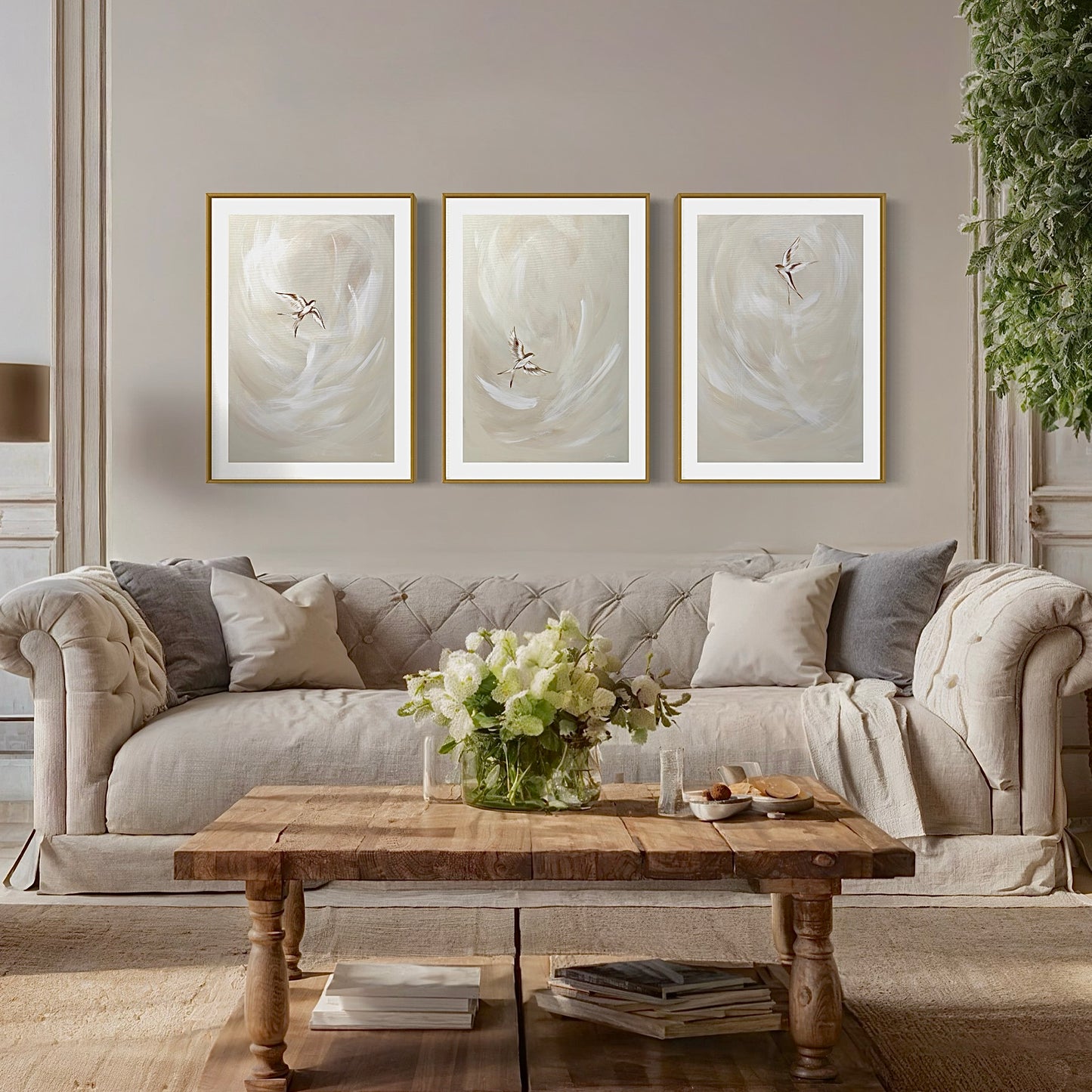 The Trio or Duo of 'Tranquil Trio Neutral' Fine Art Prints