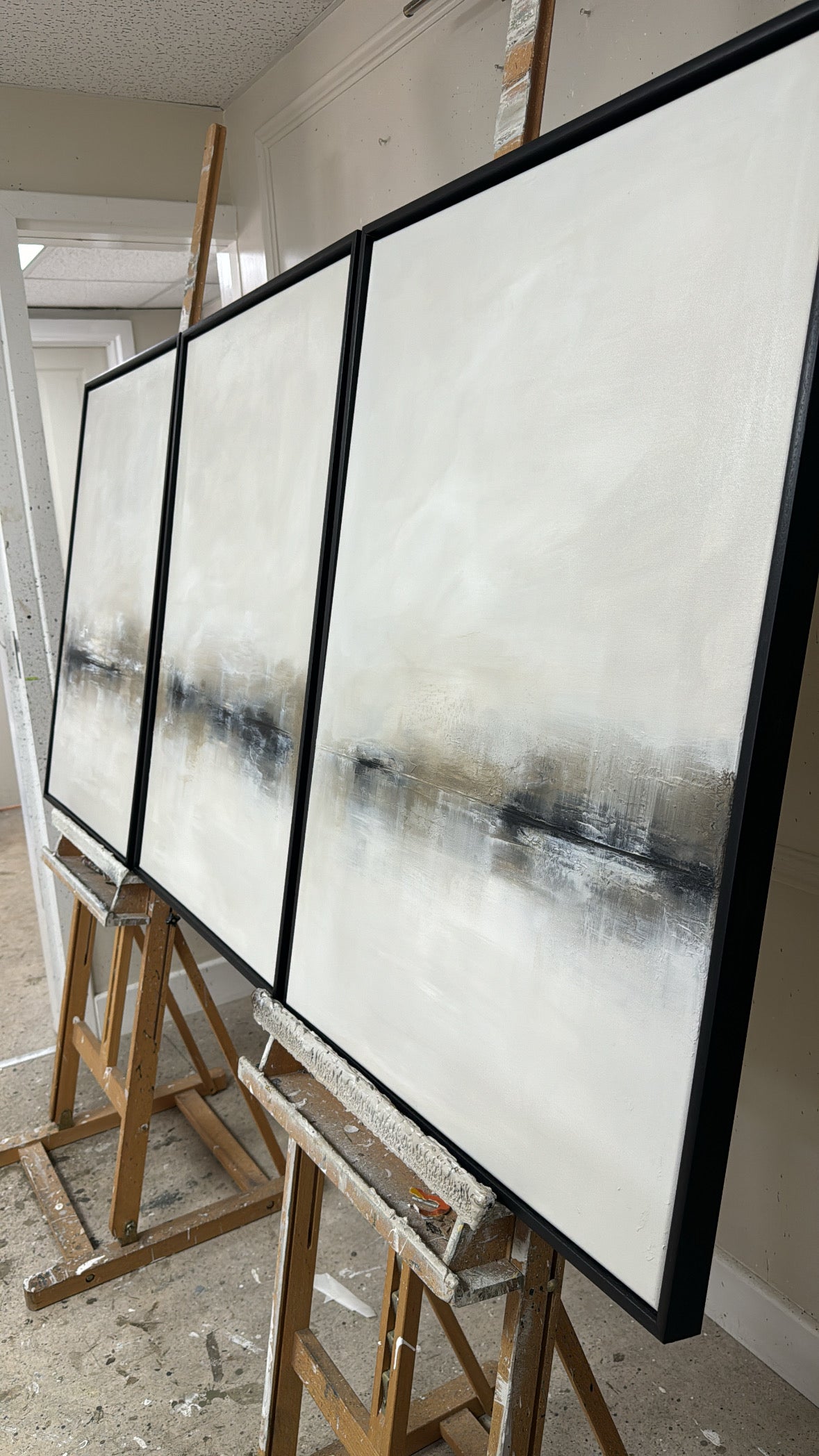 "Charcoal - The Triptych"  Original Artwork On Canvas 60x84cm per piece