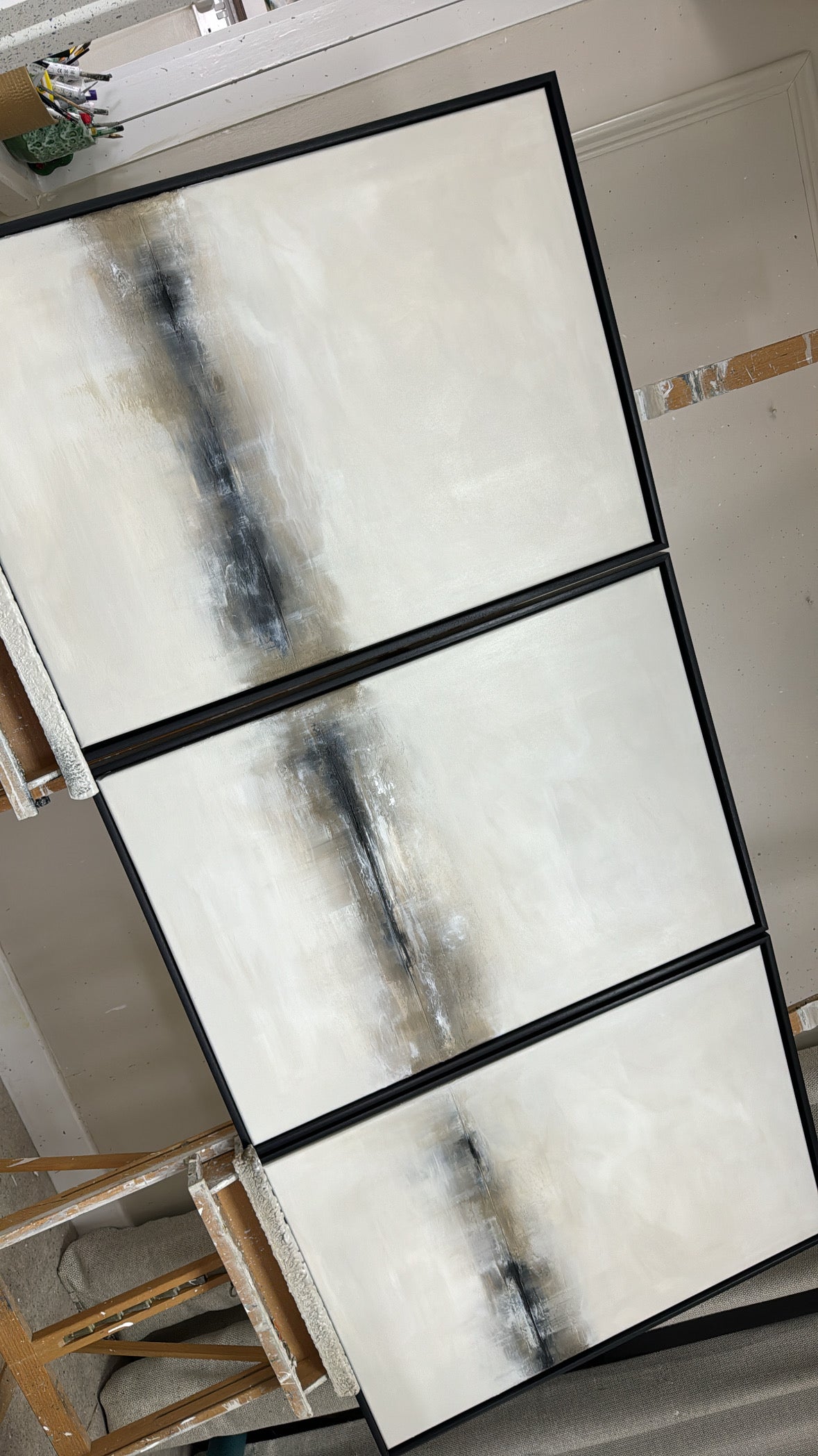 "Charcoal - The Triptych"  Original Artwork On Canvas 60x84cm per piece
