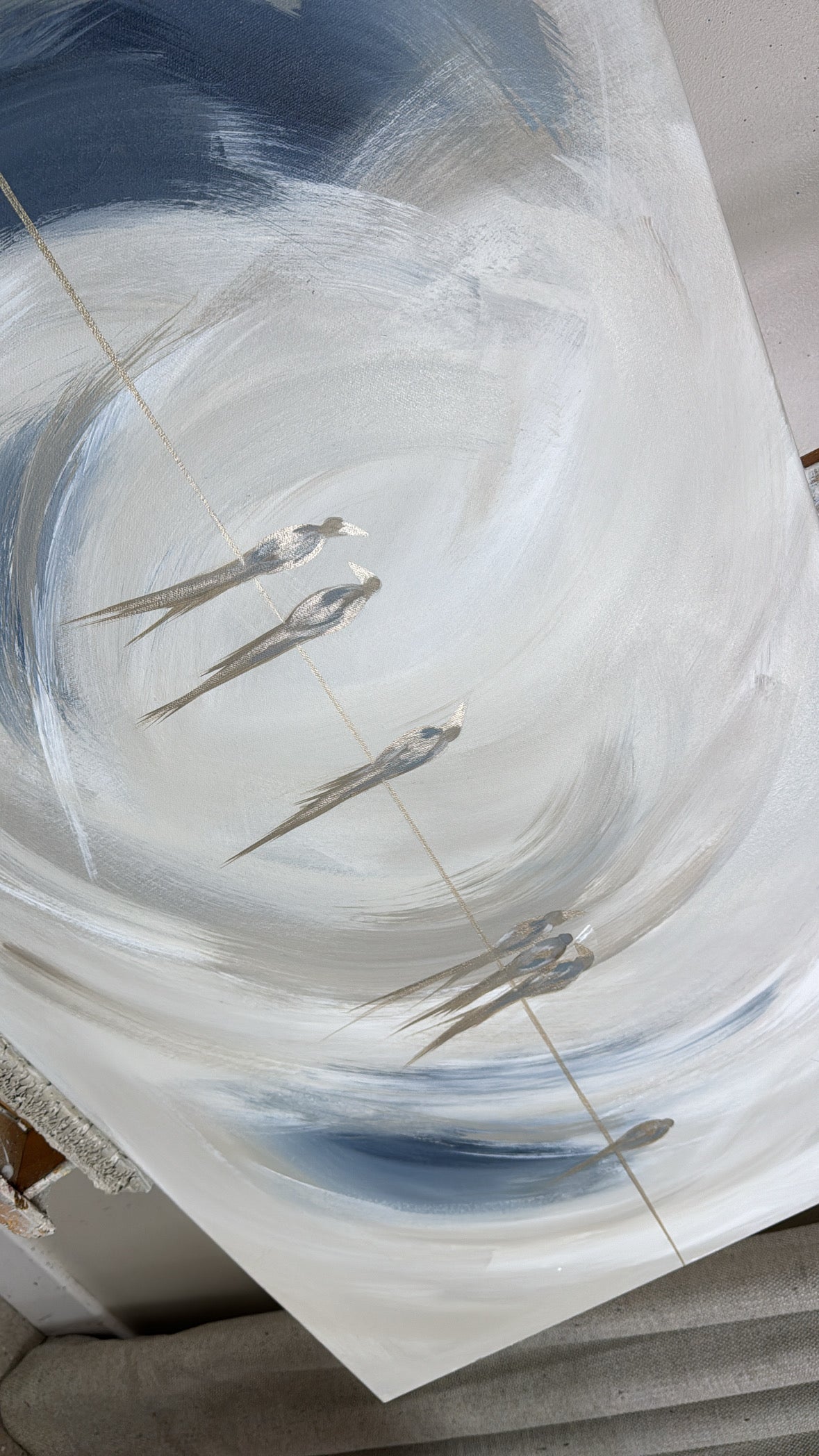 “Birds on a string” Original Artwork On Canvas 60x120cm