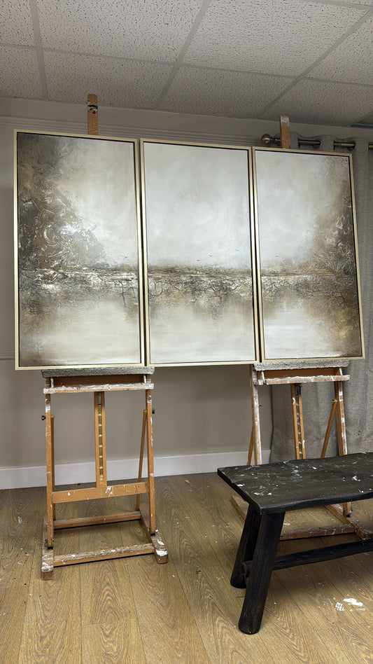 “Fault Lines ll” Original Artwork On Canvas - Trio of canvas’s 100x50cm per piece