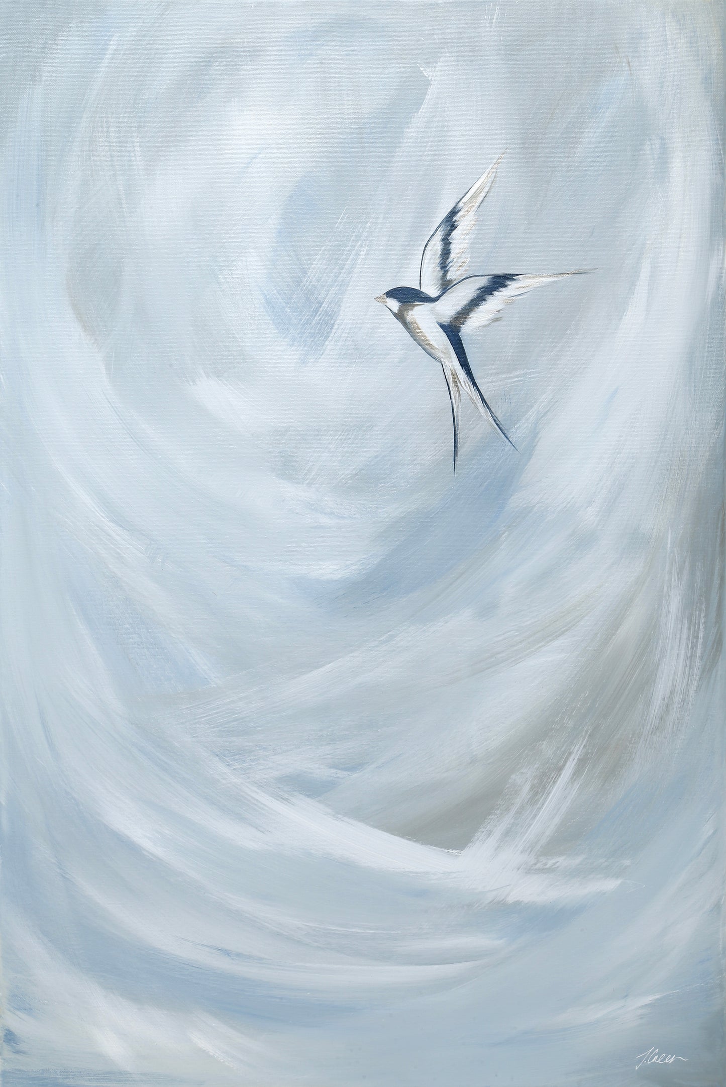 Collection : The Birds | Piece Name : Tranquil Trio Sky Blue Ill | Surface : Fine Art Print