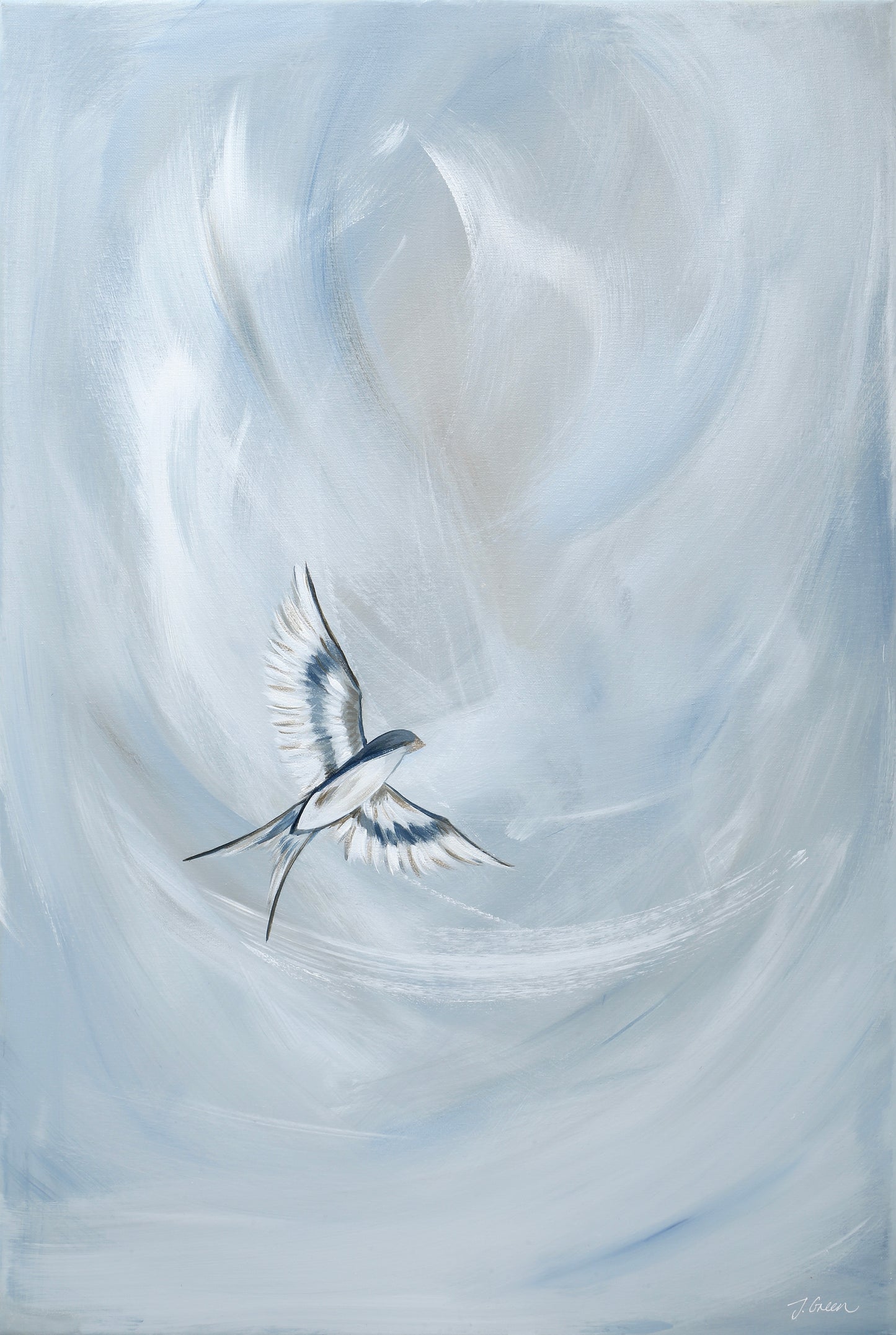 Copy of Collection : The Birds | Piece Name : Tranquil Trio Sky Blue I| Surface : Fine Art Print