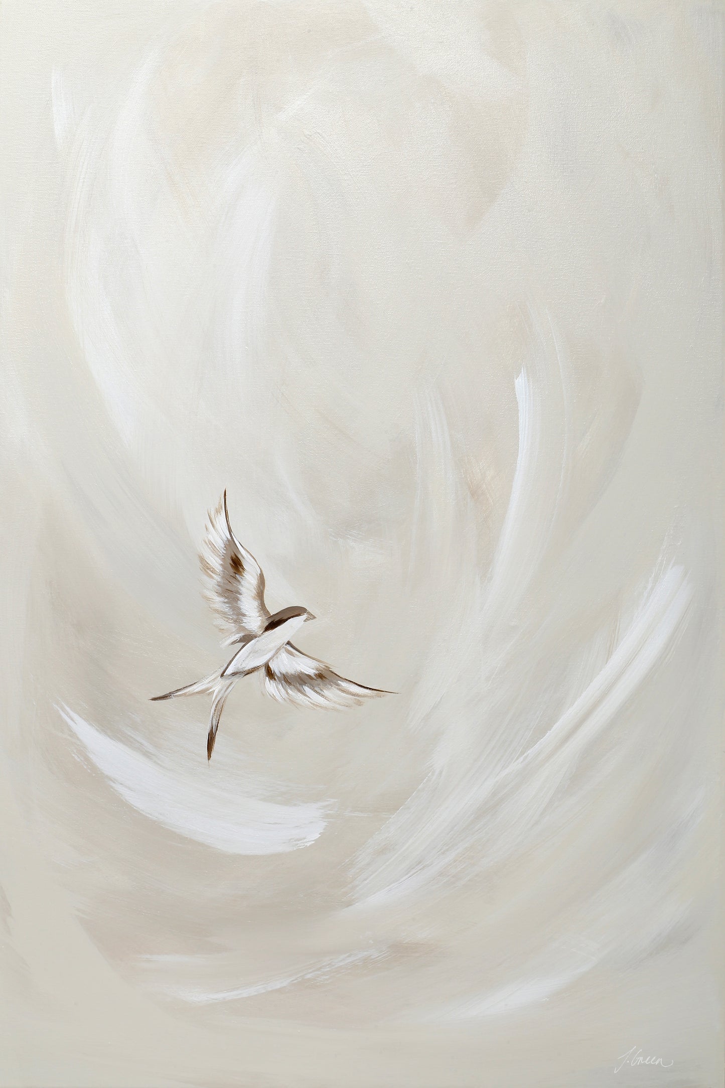 Collection : The Birds | Piece Name : Tranquil Trio Neutral I| Surface : Fine Art Print