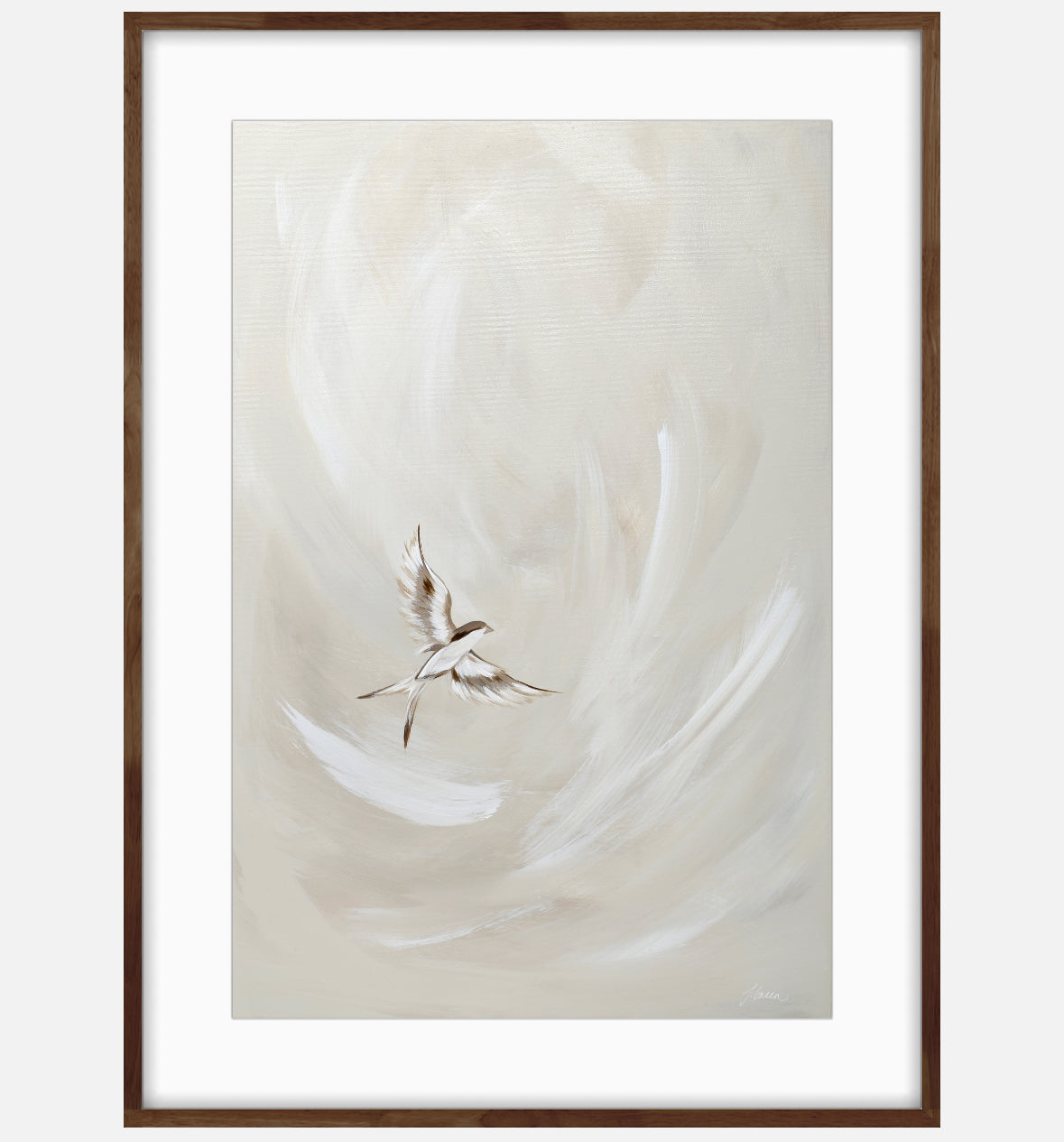 Collection : The Birds | Piece Name : Tranquil Trio Neutral I| Surface : Fine Art Print