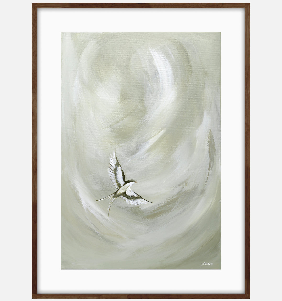 Collection : The Birds | Piece Name : Tranquil Trio Sage I| Surface : Fine Art Print