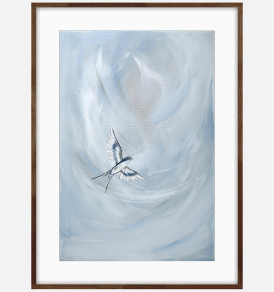 Copy of Collection : The Birds | Piece Name : Tranquil Trio Sky Blue I| Surface : Fine Art Print