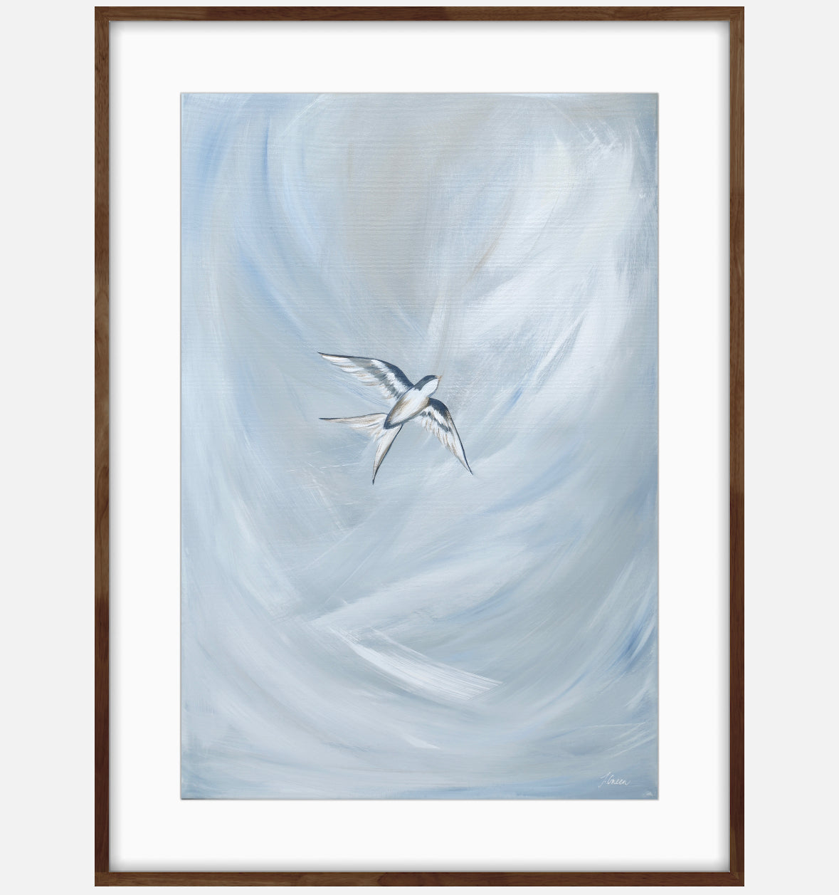 Collection : The Birds | Piece Name : Tranquil Trio Sky Blue Il | Surface : Fine Art Print