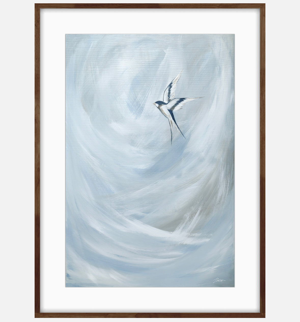 Collection : The Birds | Piece Name : Tranquil Trio Sky Blue Ill | Surface : Fine Art Print